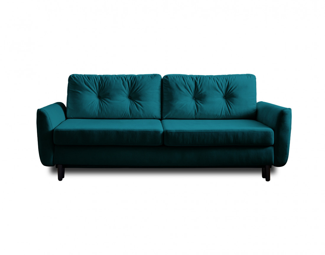 Canapé droit 3 places convertible avec coffre de rangement en velours Nils