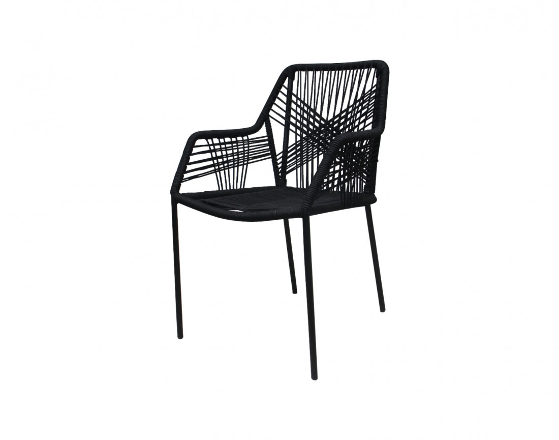 Zambra - salon bas de jardin 2 places en corde et métal noir