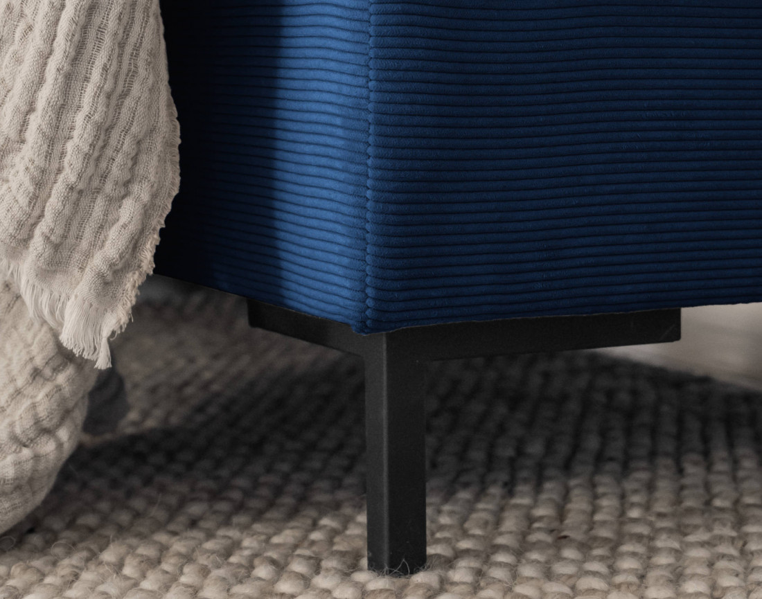 Canapé panoramique d'angle droit 7 places convertible avec coffre en velours côtelé Lilly