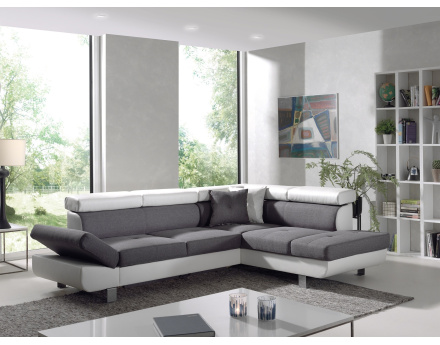 Lisbona – canapé d’angle droit convertible avec têtières relevables