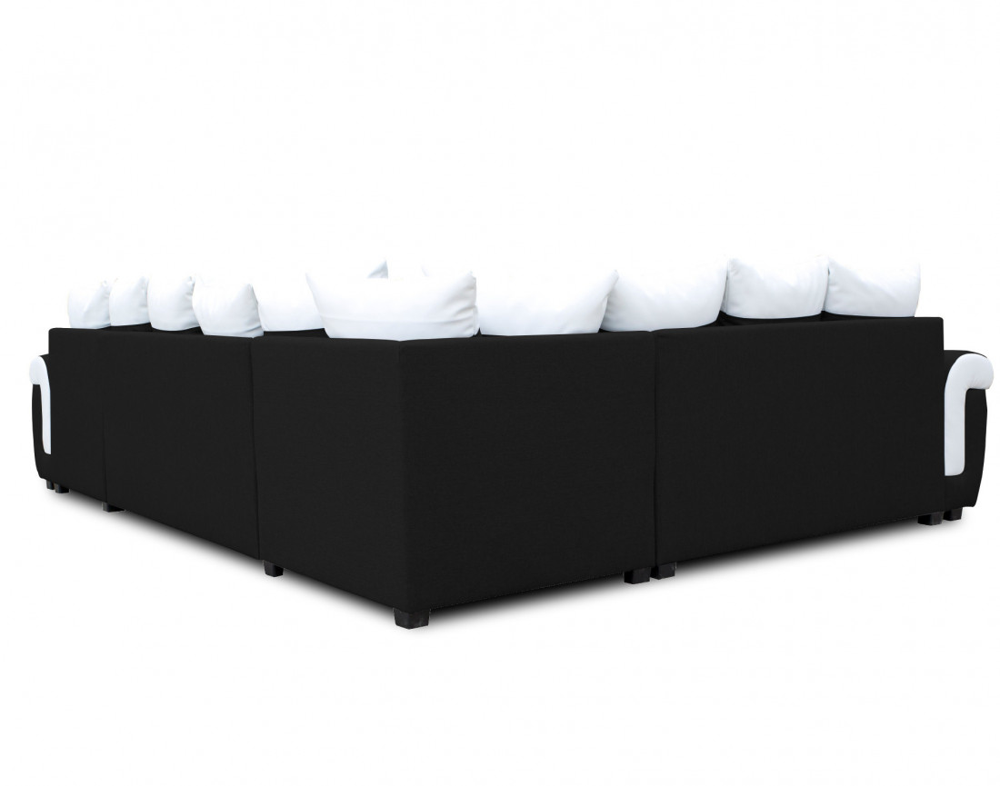 Canapé panoramique d'angle réversible convertible en tissu et PU Henry