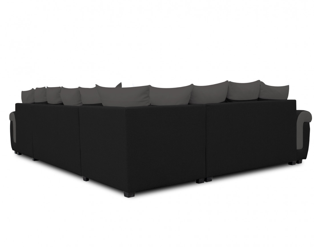 Canapé panoramique d'angle réversible convertible en tissu et PU Henry