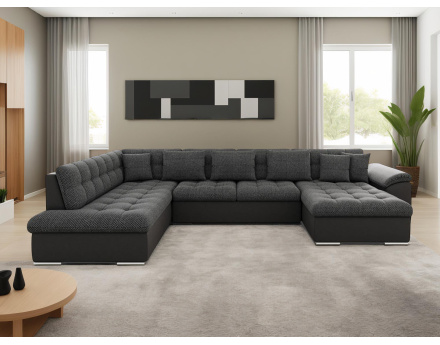 Chuck – canapé panoramique d'angle gauche convertible avec coffre au style contemporain