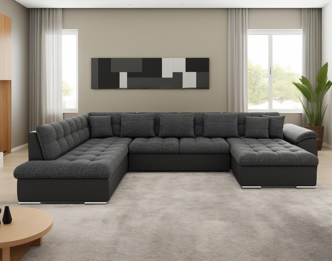 Chuck – canapé panoramique d'angle gauche convertible avec coffre au style contemporain