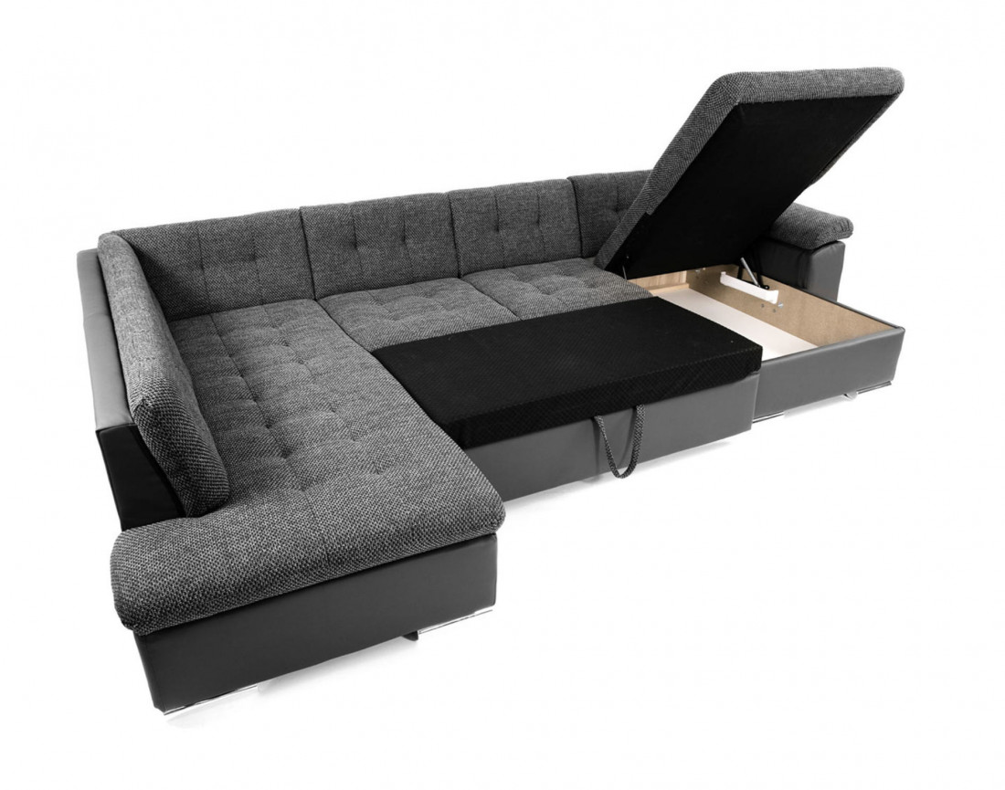 Chuck – canapé panoramique d'angle gauche convertible avec coffre au style contemporain
