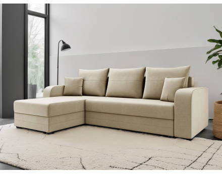 Harvey - canapé d'angle 4 places réversible convertible avec coffre en velours - style contemporain