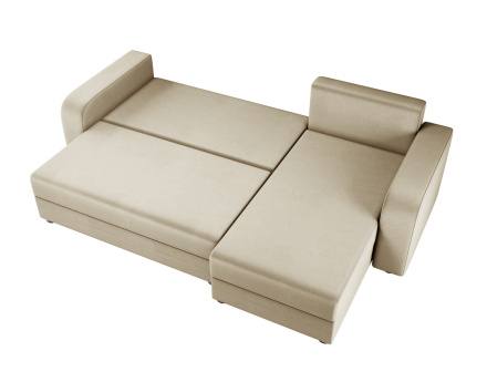 Harvey - canapé d'angle 4 places réversible convertible avec coffre en velours - style contemporain