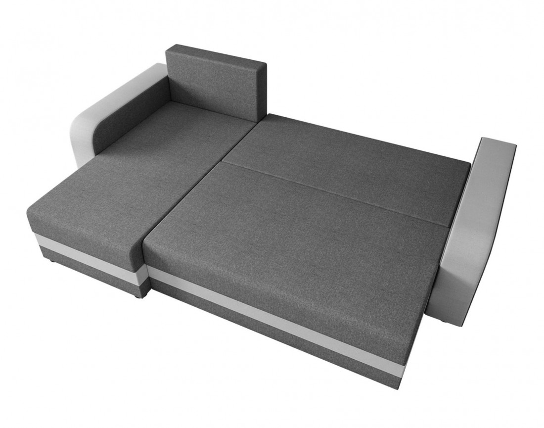 Canapé d'angle réversible 4 places convertible avec coffre en tissu bicolore Harvey