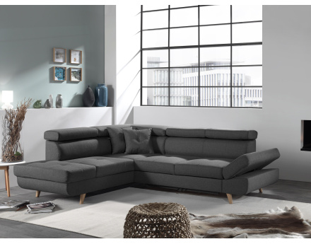 Canapé d'angle convertible Linea 5 places avec têtières - angle gauche