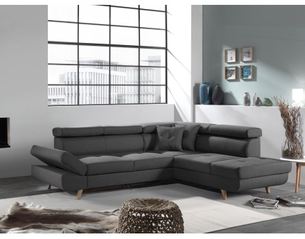 Linea - Canapé d'angle droit convertible - 5 places - avec têtières