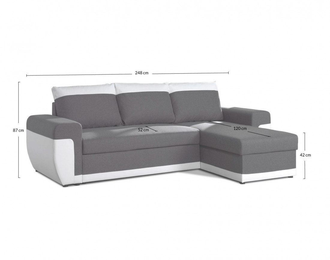 Canapé d'angle réversible 4 places convertible avec coffre Milan