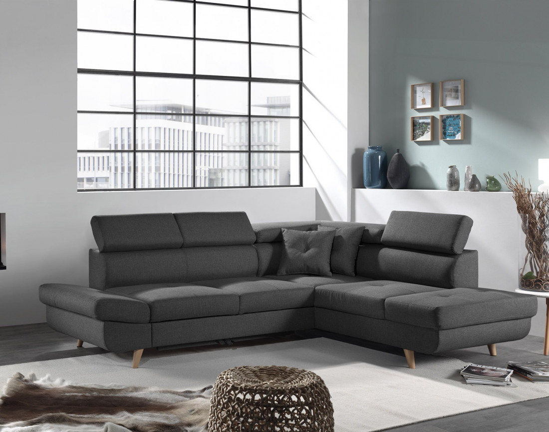 Linea - Canapé d'angle droit convertible scandinave - L 252 x P 190cm