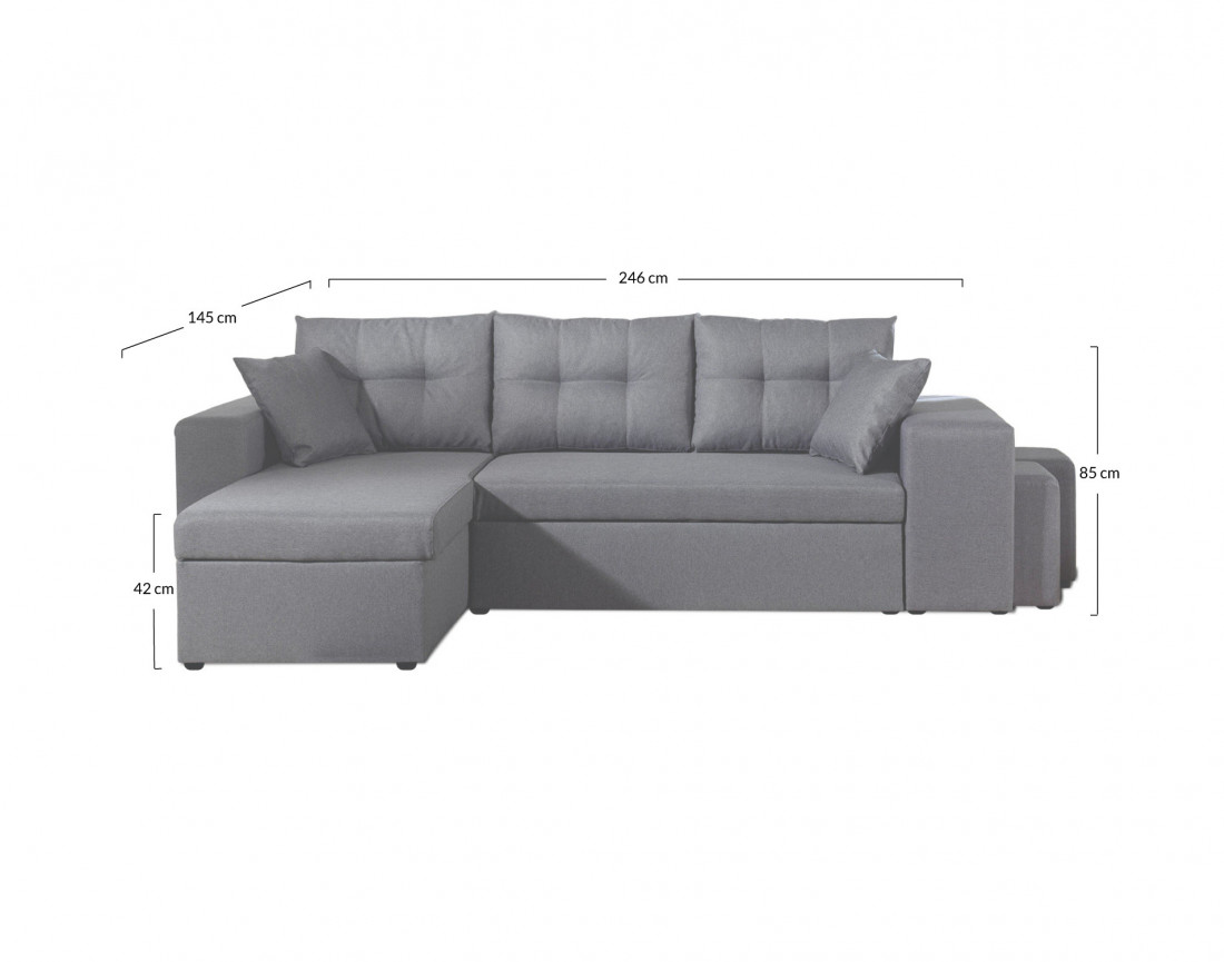 California - Canapé d'angle réversible convertible avec rangement - bleu canard