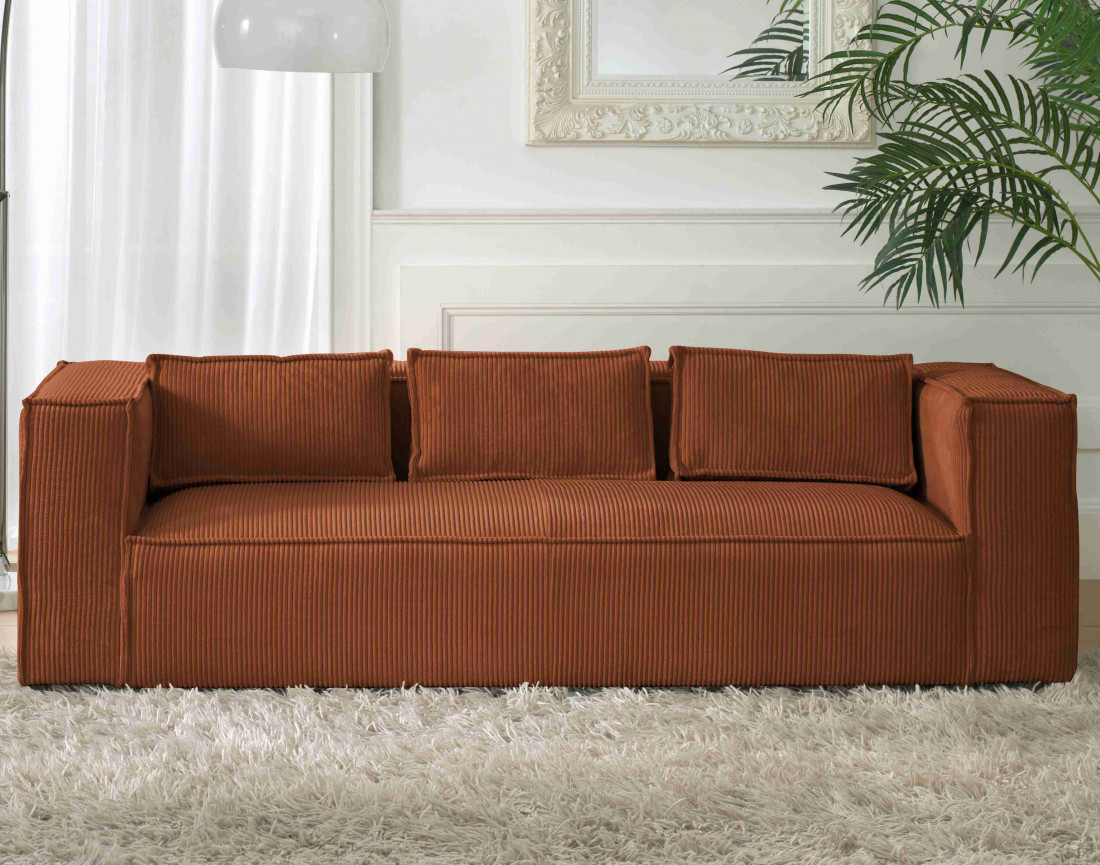 Stella - canapé fixe 3 places - en velours côtelé - style contemporain