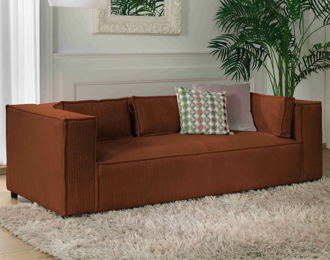 Stella - canapé fixe 3 places - en velours côtelé - style contemporain