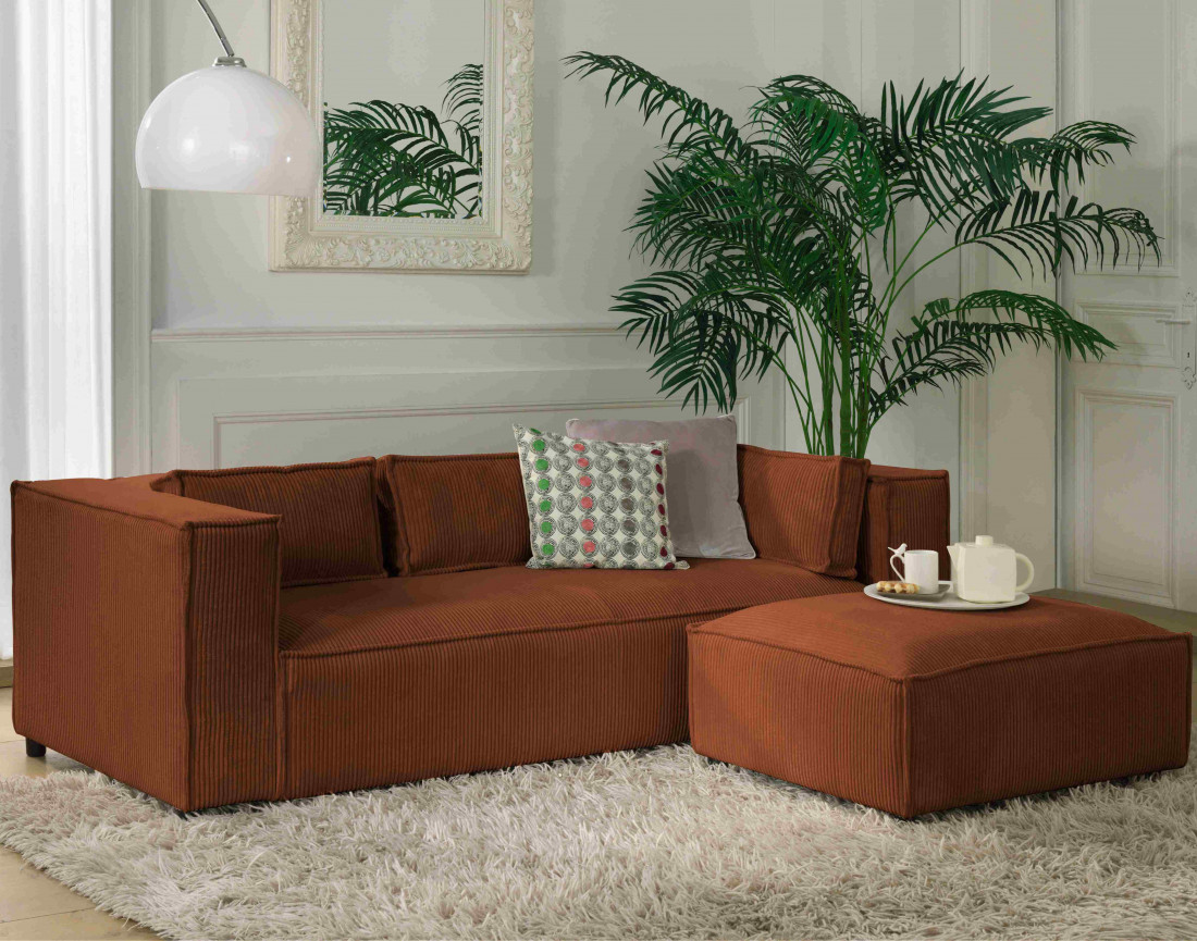 Stella - canapé fixe 3 places - en velours côtelé - style contemporain