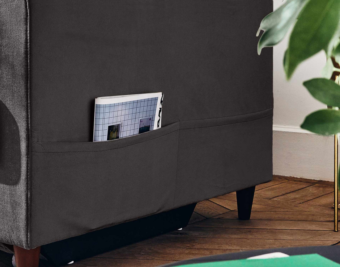 Canapé panoramique en U 7 places convertible avec coffre en velours Anna