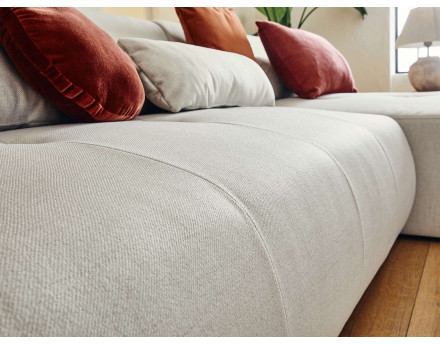 Canapé panoramique d'angle gauche 7 places en tissu Onyx