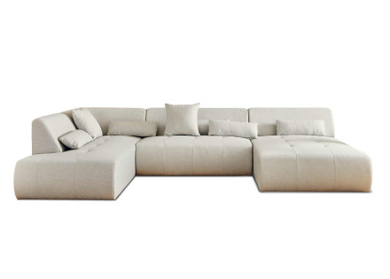 Canapé panoramique d'angle gauche 7 places en tissu Onyx