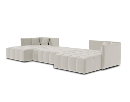 Canapé panoramique en U 7 places convertible avec coffre en velours Petra