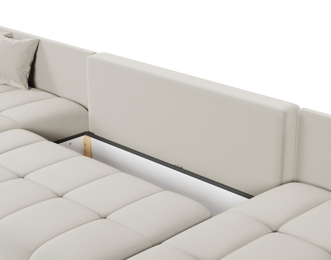 Canapé panoramique en U 7 places convertible avec coffre en velours Petra