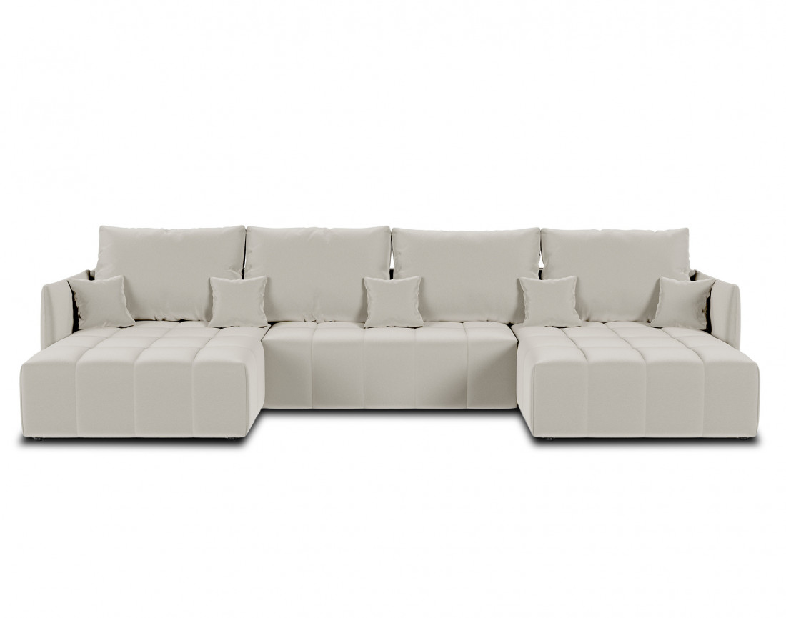 Canapé panoramique en U 7 places convertible avec coffre en velours Petra