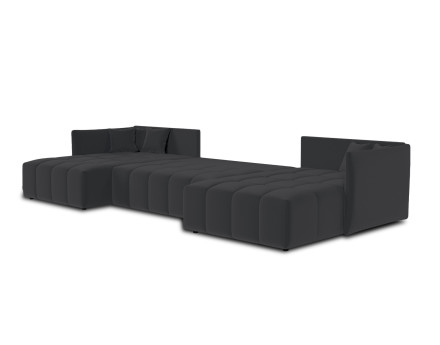 Canapé panoramique en U 7 places convertible avec coffre en velours Petra