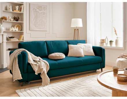 Canapé 3 places convertible en velours Brooke