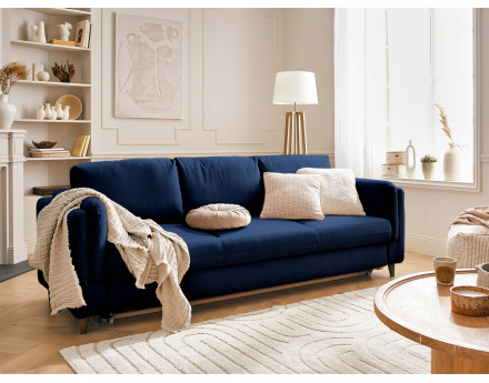 Canapé 3 places convertible en velours Brooke