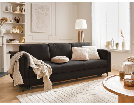 Canapé 3 places convertible en velours Brooke