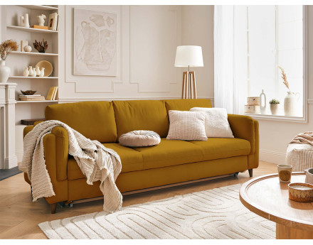 Canapé 3 places convertible en velours Brooke