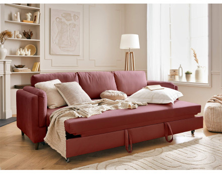 Canapé 3 places convertible en velours Brooke