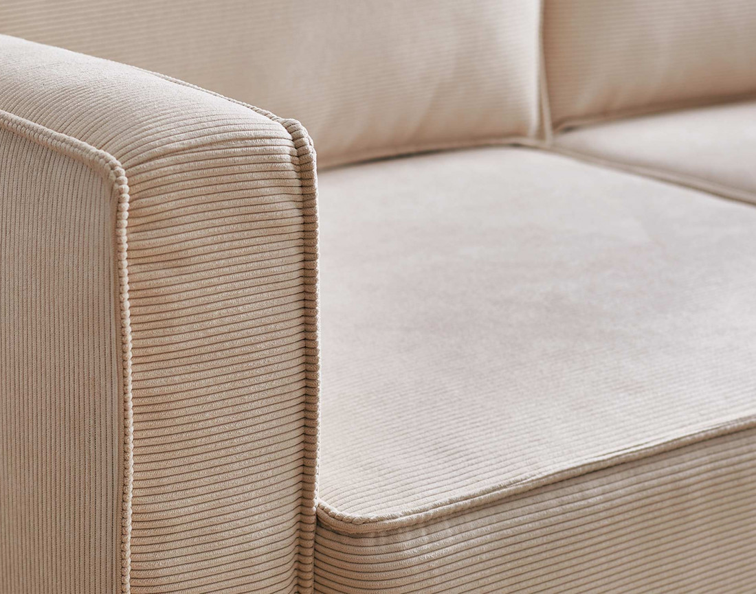 Canapé panoramique en U 7 places convertible avec coffre en velours côtelé Jake