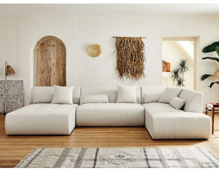 Canapé modulable panoramique d'angle droit 7 places - en tissu -Onyx