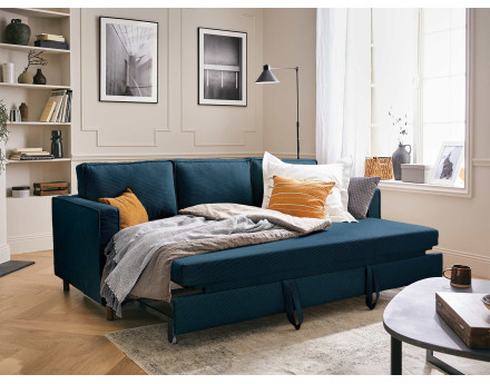 Canapé 3 places convertible en velours côtelé Jake