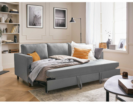 Canapé 3 places convertible en velours côtelé Jake