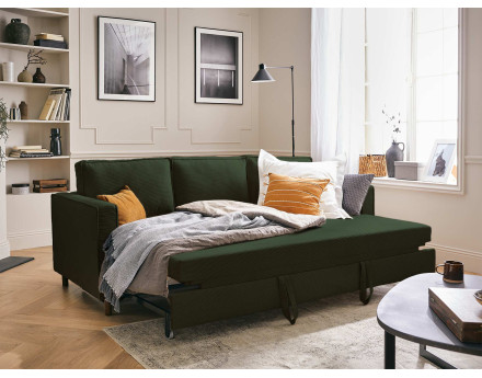 Canapé 3 places convertible en velours côtelé Jake