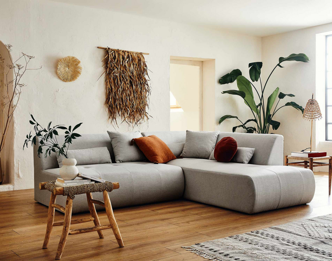 Canapé modulable d'angle droit 5 places - en tissu - Onyx