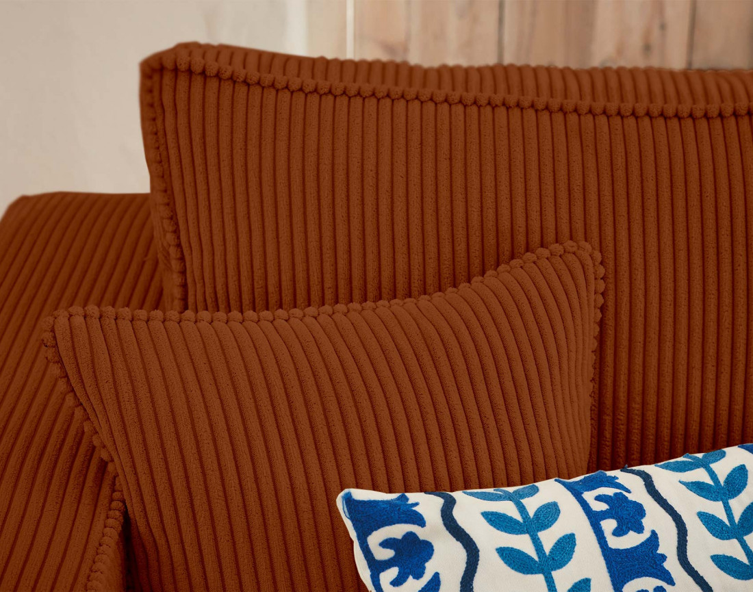 Canapé d'angle réversible 4 places convertible avec coffre en velours côtelé Topaze