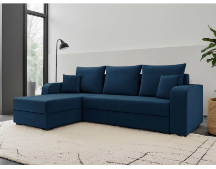 Harvey - canapé d'angle 4 places réversible convertible avec coffre en velours - style contemporain