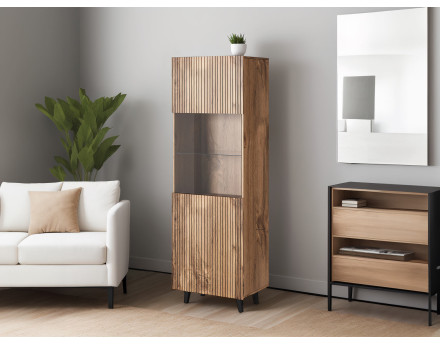 Vitrine - effet bois - 1 porte - 60x182 cm Come