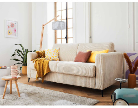 Canapé 3 places convertible express quotidien en velours côtelé Owen