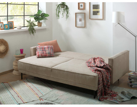 Canapé 3 places convertible avec coffre en velours côtelé Charlie