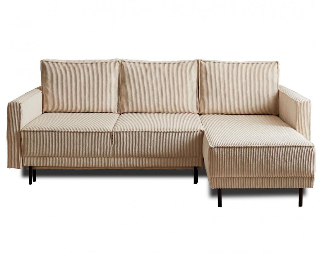 Canapé d'angle réversible 4 places convertible avec coffre en velours côtelé Charlie