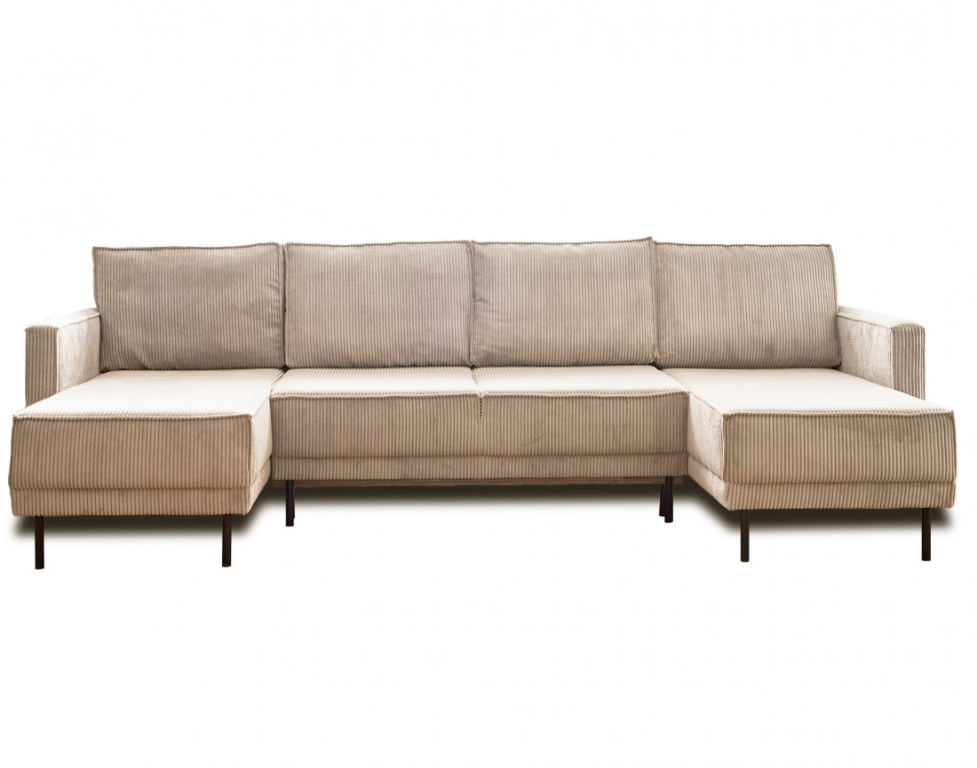 Canapé panoramique convertible avec coffre en velours côtelé 7 places Charlie