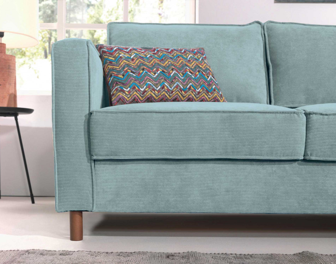 Canapé d'angle droit convertible 5 places en velours côtelé Jake