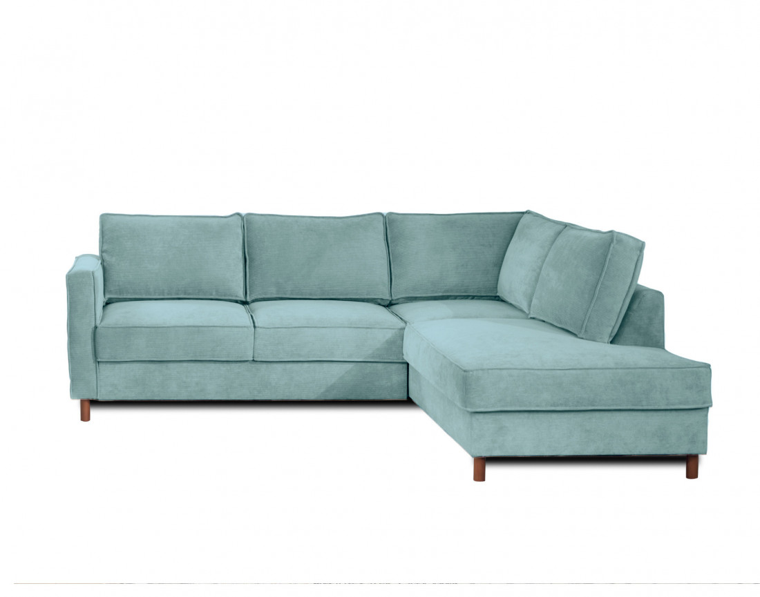 Canapé d'angle droit convertible 5 places en velours côtelé Jake