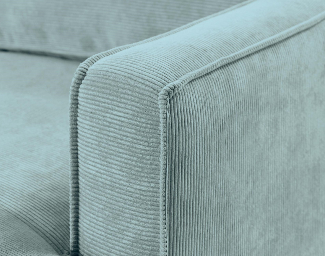 Canapé panoramique d'angle gauche convertible avec coffre 7 places en velours côtelé Jake