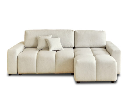 Canapé d'angle réversible convertible avec coffre 4 places en tissu Crocus