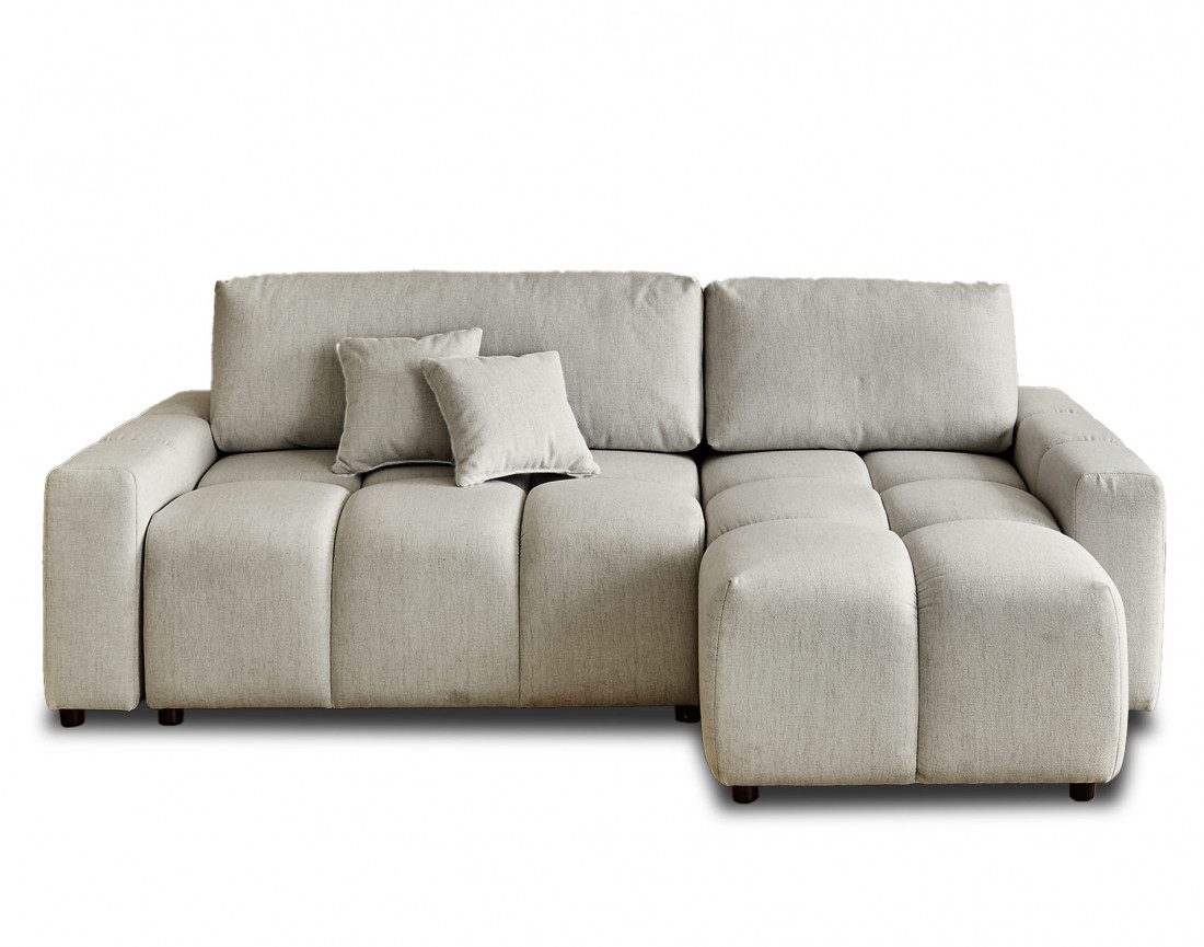 Canapé d'angle réversible convertible avec coffre 4 places en tissu Crocus